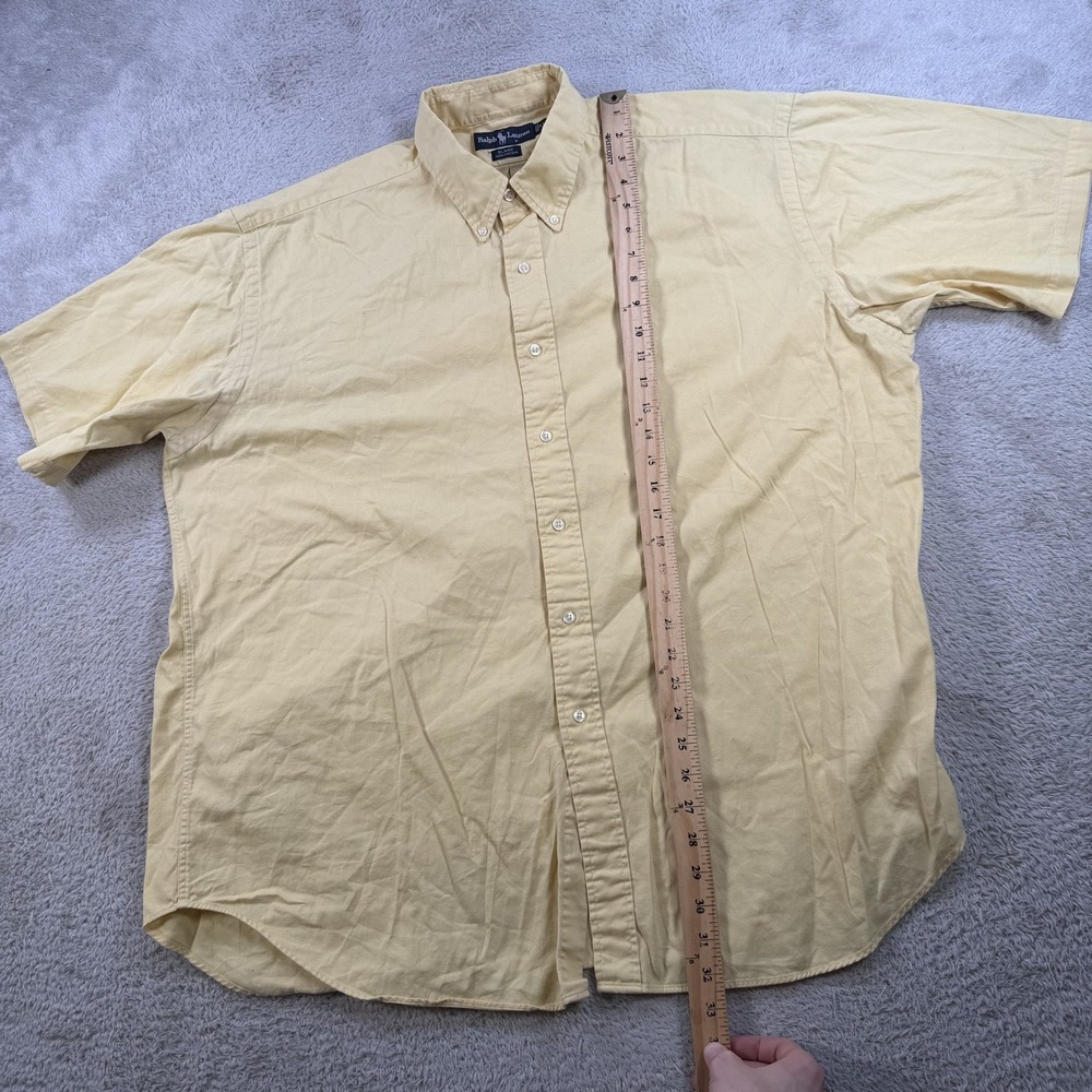 Polo Ralph Lauren Shirt Mens XL Yellow Blaire Short Sleeve Button Down Pony - Picture 5 of 8